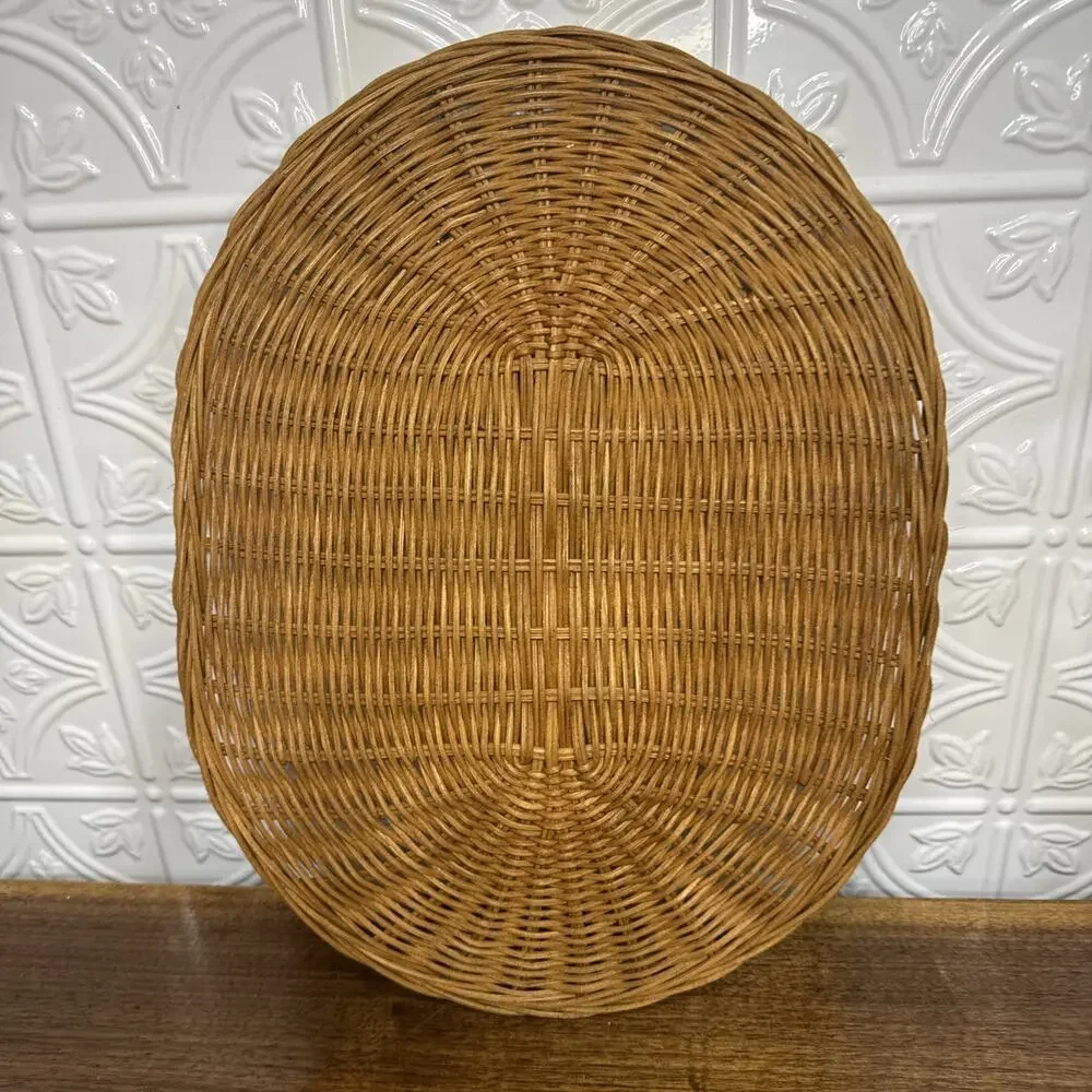 Wicker Rattan Natural Woven Boho Placemats Oval 16”Set of 6 Vintage